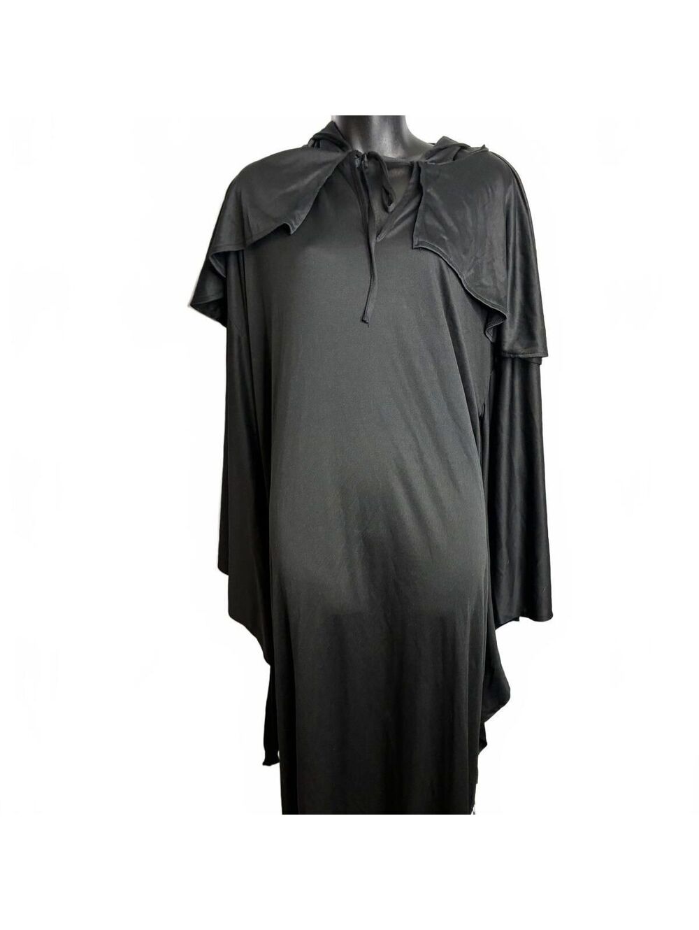Black Hooded Long Sleeve Dress with Cape Detail